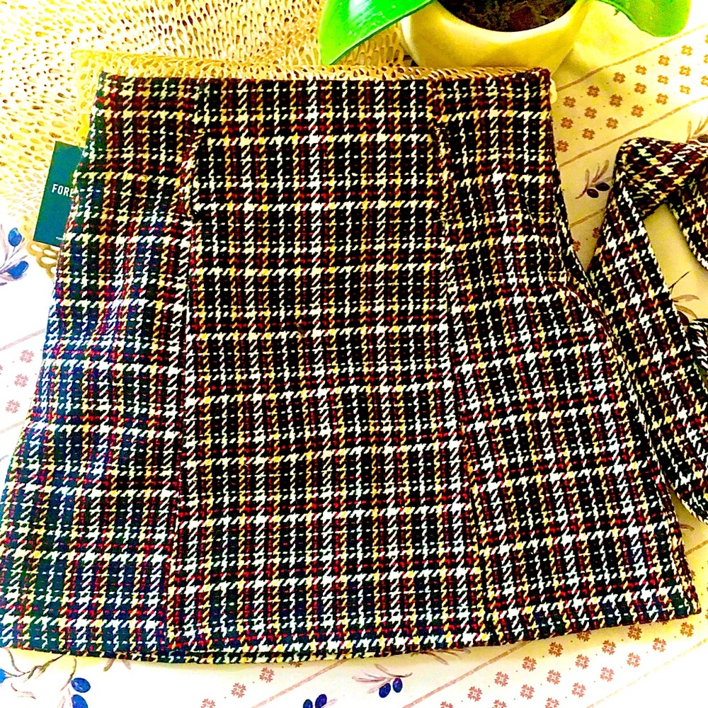 🐱Belted Tweed Houndstooth Mini Skirt🐱